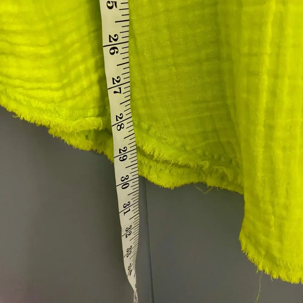 Aerie Neon Green Pool to Party Gauze Button-down Cover-up Boho Beach Shirt XS - Picture 7 of 9